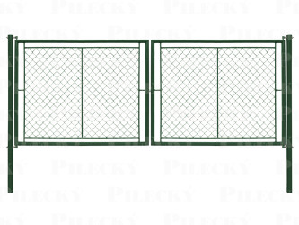 Brána IDEAL II. dvoukřídlá, 3626x950, Zn+PVC, zelená