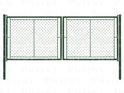 Brána IDEAL II. dvoukřídlá, 3626x950, Zn+PVC, zelená